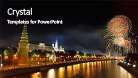  Presentation with fireworks on bridge - PPT theme featuring unity church - fireworks over moscow kremlin background and a black colored foreground