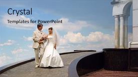  Presentation with married couple hearts - Cool new presentation theme with unity church - happy just-married couple backdrop and a light blue colored foreground