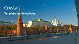  Presentation with cable stayed bridge over river - Theme consisting of unity church - kremlin moscow russia view background and a ocean colored foreground