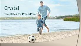  Presentation with football plays - PPT theme enhanced with unity free - dad and son playing football background and a  colored foreground