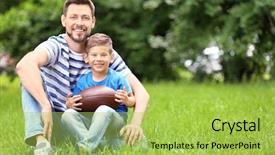  Presentation with green development - Beautiful PPT layouts featuring unity game development - dad and son with rugby backdrop and a yellow colored foreground