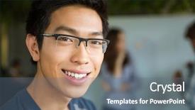  Presentation with close up of young girls - Presentation with portrait of young positive asian background and a ocean colored foreground