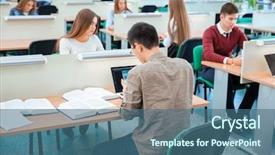  Presentation with learning - PPT layouts featuring univercity - students are reading writing background and a ocean colored foreground