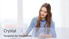  Presentation with college education happy smiling - Colorful presentation design enhanced with univere - education and home concept backdrop and a  colored foreground