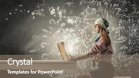  Presentation with book - Cool new PPT theme with univere - student girl read book backdrop and a  colored foreground