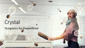  Presentation with book - Theme featuring univere - student girl read book background and a  colored foreground