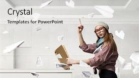  Presentation with book - Theme featuring univere - student girl read book background and a  colored foreground