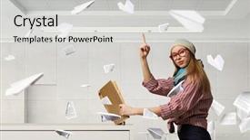  Presentation with child girl reading a book - Audience pleasing slides consisting of univere - student girl read book backdrop and a  colored foreground