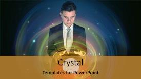  Presentation with crystal ball - Theme consisting of univerese - young handsome man looking background and a gold colored foreground