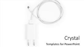  Presentation with black and white old phone - PPT layouts with universal - cable phone chargers isolated background and a white colored foreground