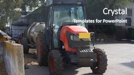  Presentation with tractor - Beautiful PPT layouts featuring universal - small tractor does different work backdrop and a dark gray colored foreground