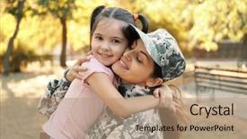  Presentation with daughter - Audience pleasing slide set consisting of universal - woman in army uniform backdrop and a coral colored foreground
