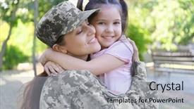  Presentation with daughter - Colorful PPT layouts enhanced with universal - woman in army uniform backdrop and a light gray colored foreground