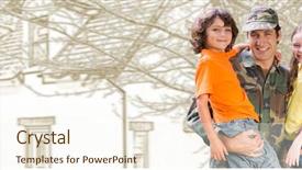  Presentation with military family - Slides featuring universal design - digital composite of military soldier background and a cream colored foreground