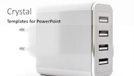  Presentation with port - Cool new presentation design with universal-four-port-white-usb backdrop and a white colored foreground