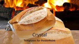  Presentation with free traditional - Presentation theme with universal health - basket of french bread traditional background and a gold colored foreground