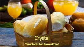  Presentation with bread - Presentation design featuring universal health - basket of french bread traditional background and a tawny brown colored foreground