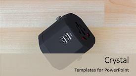  Presentation with power plug - PPT layouts with universal power adapter plug background and a mint green colored foreground