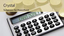  Presentation with calculator - Colorful presentation enhanced with universal system - few stacks of coins backdrop and a lemonade colored foreground