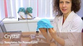  Presentation with electroencephalography - Amazing slide deck having universal system - medical worker holding a special backdrop and a coral colored foreground