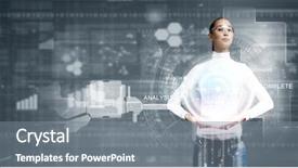  Presentation with digital earth abstract blue - Colorful presentation design enhanced with universal system - young woman holding digital earth backdrop and a gray colored foreground