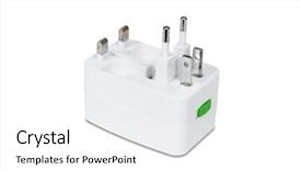  Presentation with travel - Theme with universal travel adapter plug isolated background and a white colored foreground
