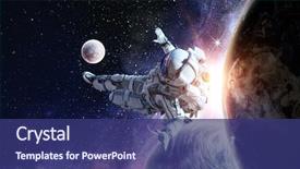  Presentation with astronaut - Beautiful theme featuring universe - astronaut play soccer game backdrop and a ocean colored foreground