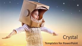  Presentation with costume - Cool new PPT layouts with universe - child is dressed backdrop and a coral colored foreground