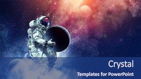  Presentation with mission - PPT theme featuring universe - spaceman carrying his mission mixed background and a ocean colored foreground