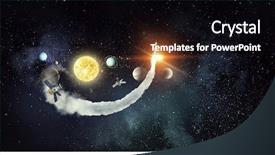  Presentation with planets - Audience pleasing presentation theme consisting of universe - system of planets mixed media backdrop and a black colored foreground