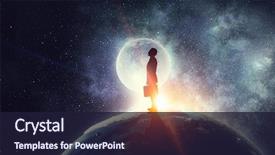  Presentation with world - Theme featuring universe - this business world is background and a wine colored foreground