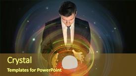  Presentation with crystal ball - Cool new PPT layouts with universe in a crystal ball backdrop and a tawny brown colored foreground
