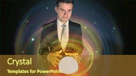  Presentation with crystal ball - Amazing slide deck having universe in a crystal ball backdrop and a tawny brown colored foreground