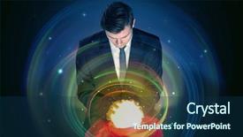  Presentation with crystal ball - Theme with universe in a crystal ball background and a navy blue colored foreground