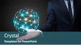  Presentation with global - Theme consisting of universe information - businessman in suit holding global background and a  colored foreground