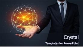  Presentation with global cultures - Presentation theme with universe information - businessman in suit holding global background and a  colored foreground