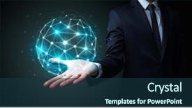  Presentation with connection - Theme featuring universe information - businessman in suit holding global background and a  colored foreground