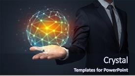  Presentation with universe - Beautiful slides featuring universe information - businessman in suit holding global backdrop and a  colored foreground