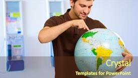  Presentation with globe - Beautiful slides featuring universe information - young man searching on globe backdrop and a tawny brown colored foreground