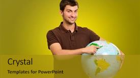  Presentation with destination - Amazing presentation design having universe information - young man showing destination backdrop and a  colored foreground