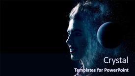  Presentation with universe - Presentation design enhanced with universe-within-mixed-media background and a navy blue colored foreground