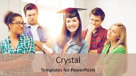  Presentation with competition - Colorful PPT theme enhanced with oxford university - education and competition concept backdrop and a coral colored foreground