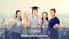  Presentation with education - Colorful presentation theme enhanced with oxford university - education and people concept backdrop and a ocean colored foreground