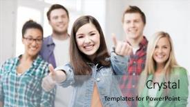  Presentation with education - Presentation featuring university admissions - education concept - happy team background and a light gray colored foreground