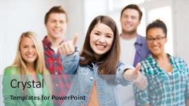  Presentation with education - Presentation theme enhanced with university admissions - education concept - happy team background and a light blue colored foreground