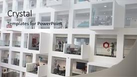  Presentation with university diversity - Audience pleasing PPT theme consisting of university atrium rooms and balconies backdrop and a light gray colored foreground