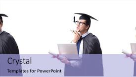  Presentation with student - Colorful presentation enhanced with university audit - student graduate isolated on white backdrop and a  colored foreground