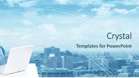  Presentation with audit - Presentation theme enhanced with university audit - young businessman with laptop computer background and a  colored foreground