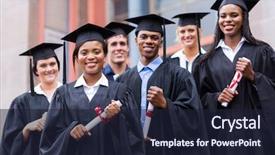  Presentation with university building - Cool new slide deck with university building on graduation backdrop and a wine colored foreground
