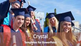  Presentation with university building - Slide set with young graduates students group standing background and a tawny brown colored foreground